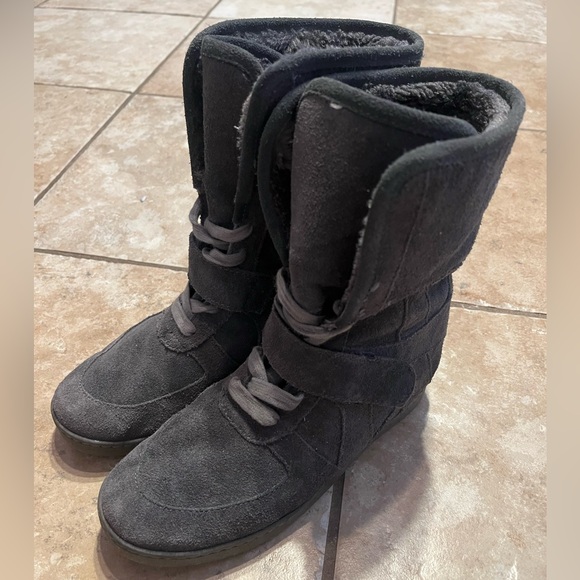 Ash women gray suede fur platform sneaker boots US 6-7 - Picture 4 of 9
